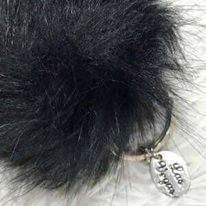 Las Vegas Black Pom Pom Silver Key Chain Purse Fob